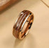 Men 8mm Tungsten Guitar String Whisky Barrel Wood Inlay Engagement Wedding Band